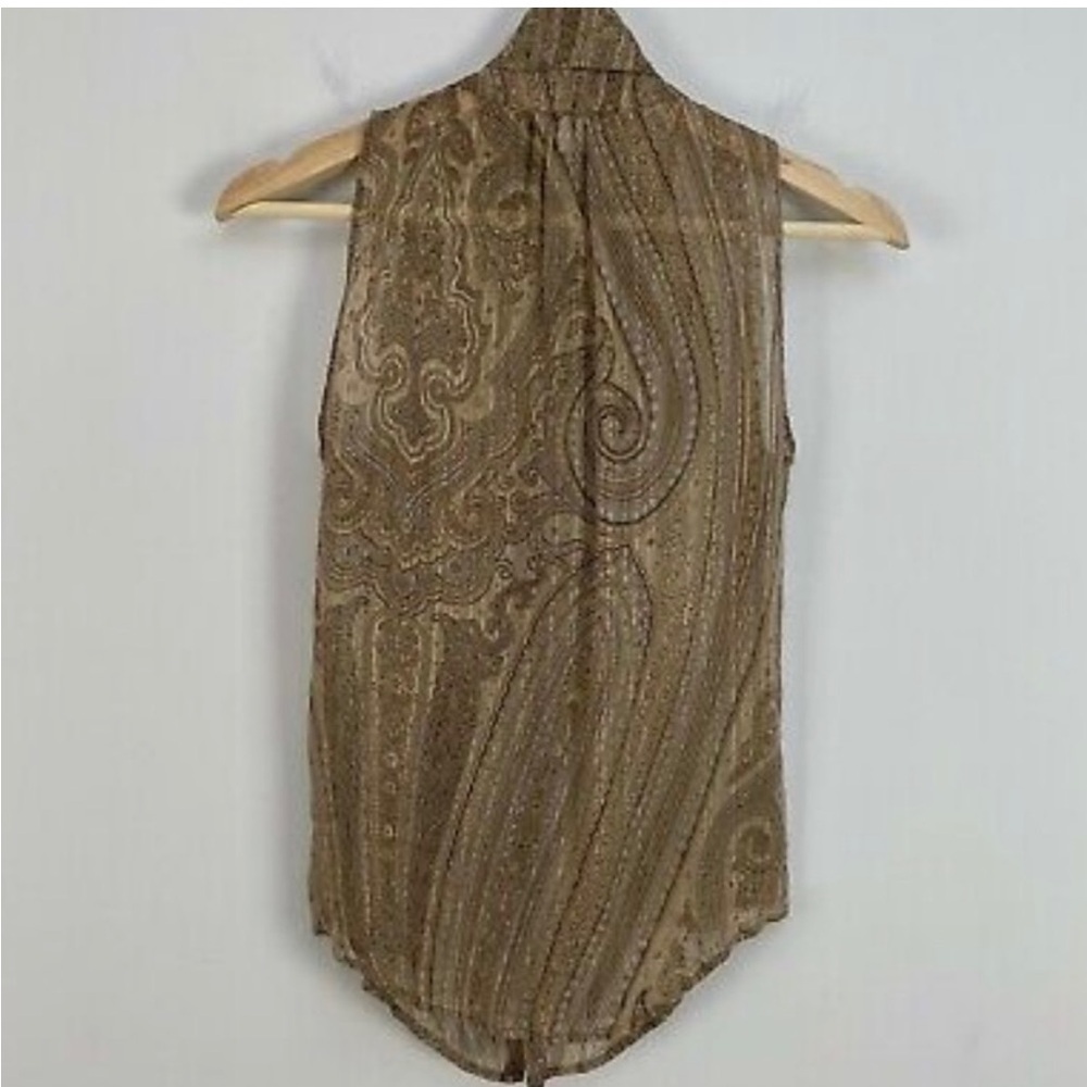 MaxMara | size 2 | 100% silk sleeveless paisley blouse in sandy neutrals EUC - Picture 8 of 8